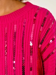 Roman Pink Striped Sequin Knitted Jumper - Image 5 of 5