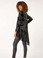 Roman Black Velvet Chiffon Hem Tunic - Image 3 of 5