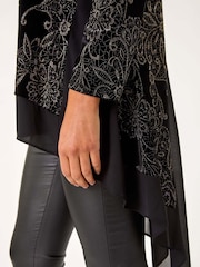 Roman Black Velvet Chiffon Hem Tunic - Image 5 of 5