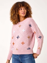 Roman Pink Crafted Diamond Detail Jumper - Image 2 of 5