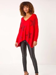 Roman Red Star Detail Hanky Hem Knit Jumper - Image 2 of 5