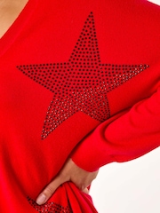 Roman Red Star Detail Hanky Hem Knit Jumper - Image 5 of 5