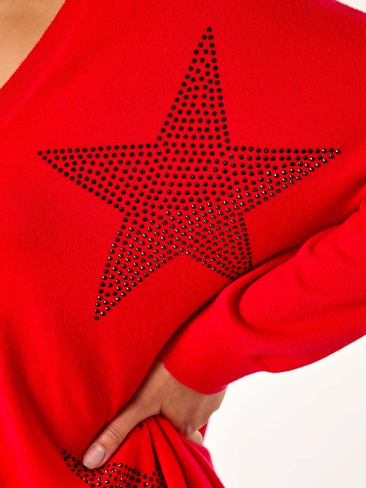 Roman Red Star Detail Hanky Hem Knit Jumper - Image 5 of 5