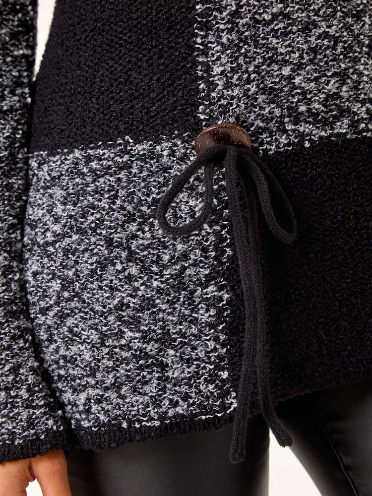 Roman Black Textured Button Detail Knit Jumper - Image 5 of 5