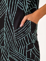 Roman Green Abstract Print Pocket Detail Tunic Dress - Image 5 of 5