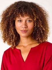 Vermelho - Roman com decote chanfrado Ponte Midi Dress - Imagem 5 de 5