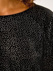 Roman Metallic Foil Spot Print Velvet Top - Image 5 of 5