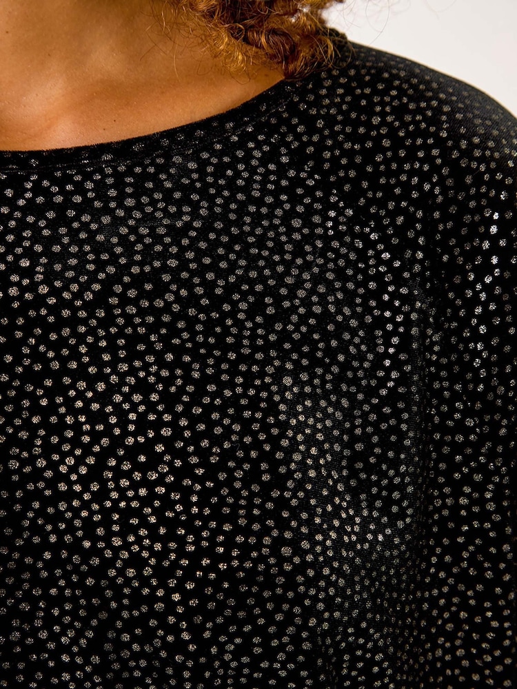 Roman Metallic Foil Spot Print Velvet Top - Image 5 of 5