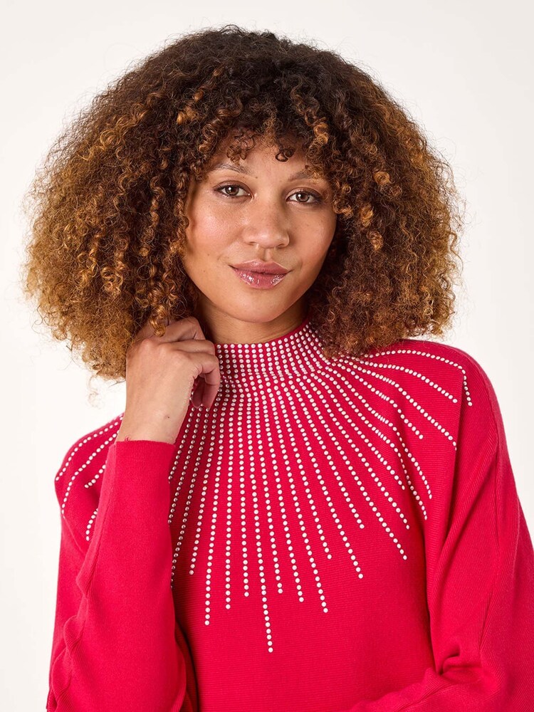 Roman Pink Moonburst Embellished Detail Jumper - Image 1 of 5 Roman Pink Moonburst Embellished Detail Jumper - Image 1 of 5