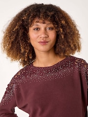 Roman Red Curve Contrast Embellished Knit Jumper - Image 4 of 5