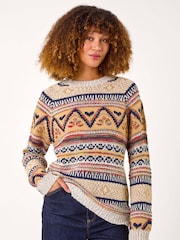 Roman Brown Jacquard Print Knit Jumper - Image 1 of 5
