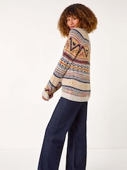 Roman Brown Jacquard Print Knit Jumper - Image 3 of 5