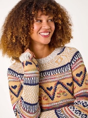 Roman Brown Jacquard Print Knit Jumper - Image 4 of 5
