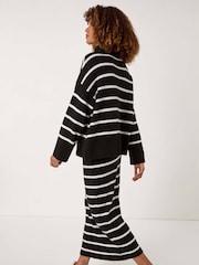 Roman Black Stripe High Neck Knit Jumper - Image 3 of 5