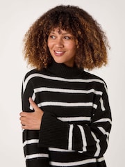 Roman Black Stripe High Neck Knit Jumper - Image 4 of 5