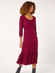 Roman Red Heart Print Frill Detail Midi Dress - Image 2 of 5