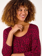 Roman Red Heart Print Frill Detail Midi Dress - Image 4 of 5