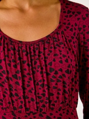 Roman Red Heart Print Frill Detail Midi Dress - Image 5 of 5