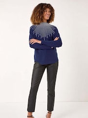 Roman Blue Moonburst Embellished Detail Jumper - Image 3 of 5