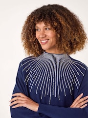 Roman Blue Moonburst Embellished Detail Jumper - Image 4 of 5