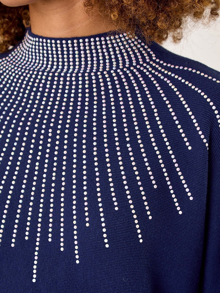 Roman Blue Moonburst Embellished Detail Jumper - Image 5 of 5 Roman Blue Moonburst Embellished Detail Jumper - Image 5 of 5