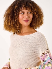 Roman White Multi Crochet Detail Knit Jumper - Image 4 of 5