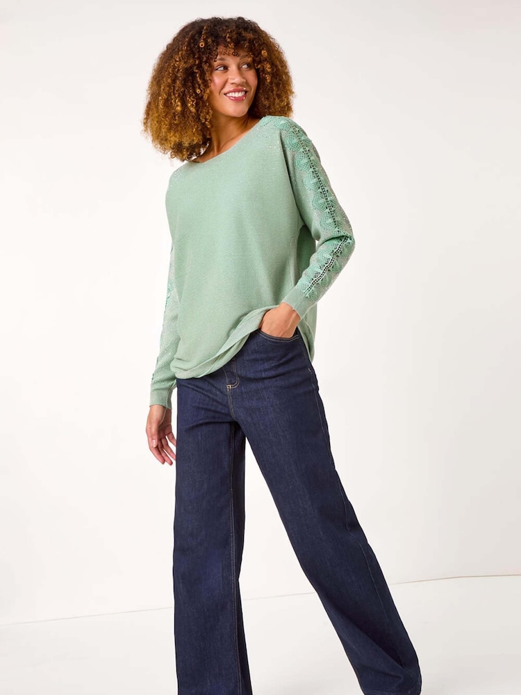 Roman Green Glimmer Embellished Jumper - Image 2 of 5