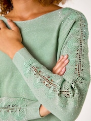 Roman Green Glimmer Embellished Jumper - Image 5 of 5