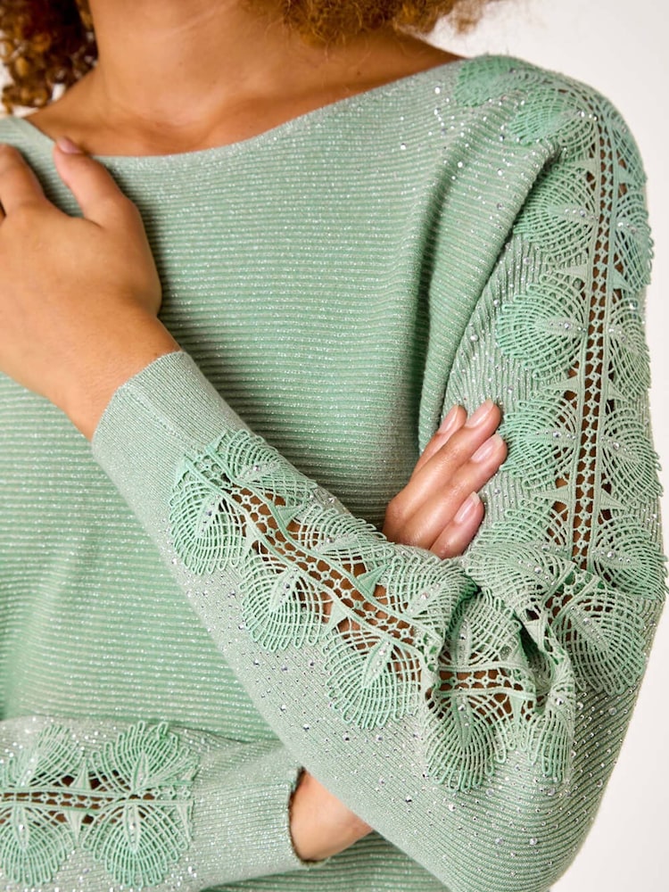Roman Green Glimmer Embellished Jumper - Image 5 of 5