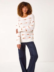 Roman White Tonal Stripe Knit Jumper - Image 2 of 5