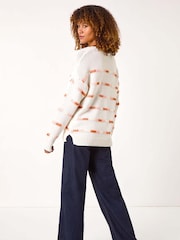 Roman White Tonal Stripe Knit Jumper - Image 3 of 5