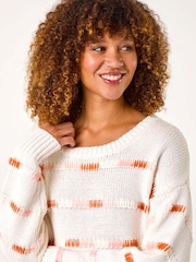 Roman White Tonal Stripe Knit Jumper - Image 4 of 5