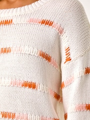 Roman White Tonal Stripe Knit Jumper - Image 5 of 5