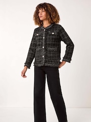Roman Black Textured Button Cardigan - Image 2 of 5
