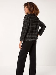 Roman Black Textured Button Cardigan - Image 3 of 5