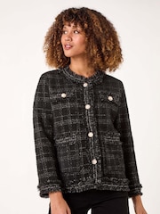 Roman Black Textured Button Cardigan - Image 4 of 5
