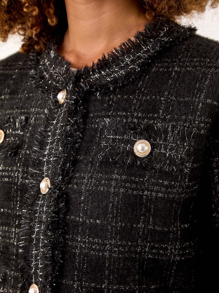 Roman Black Textured Button Cardigan - Image 5 of 5