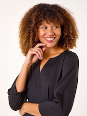 Roman Black Ponte Notch Neck Midi Dress - Image 4 of 5