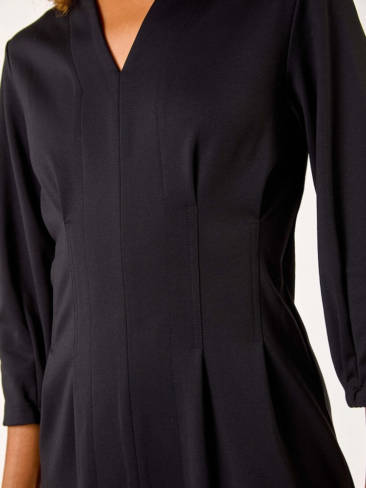 Roman Black Ponte Notch Neck Midi Dress - Image 5 of 5