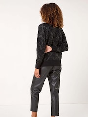Roman Black Diamond Print Tinsel High Neck Jumper - Image 3 of 5