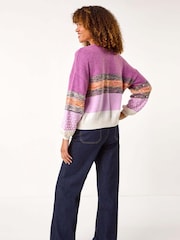 Roman Purple Textured Bobble Knit Crew Jumper - Image 3 of 5