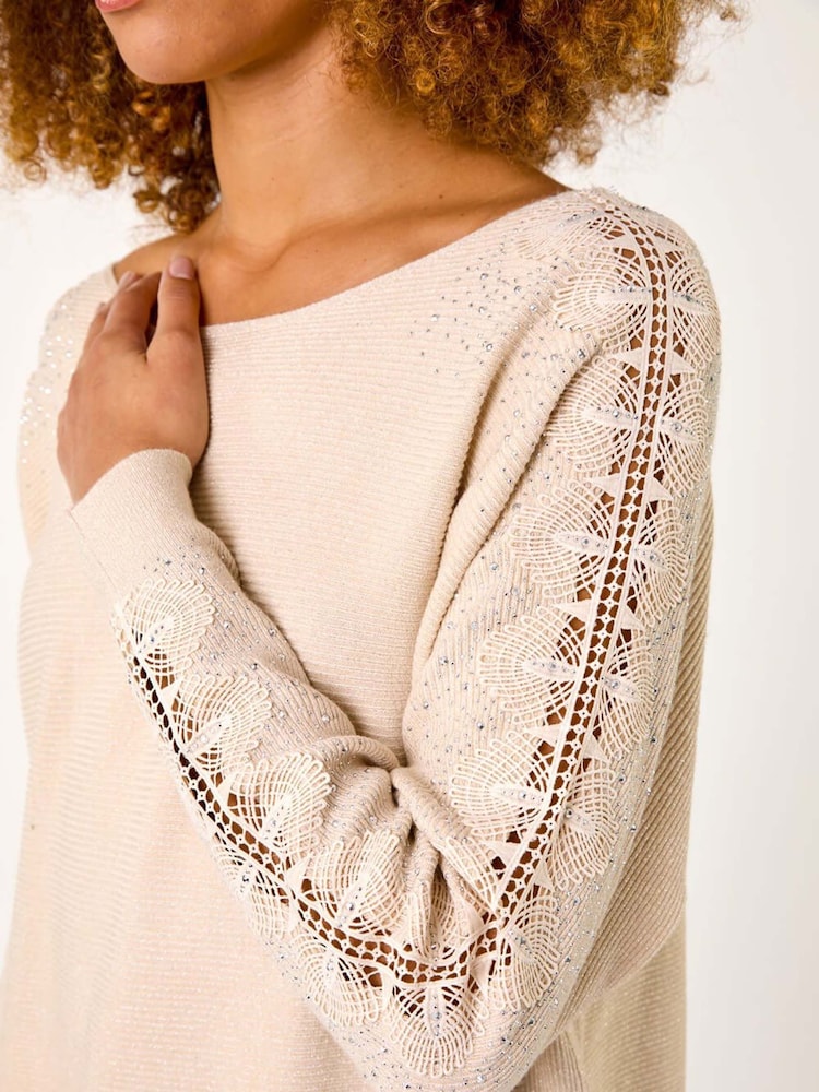 Roman Natural Glimmer Embellished Jumper - Image 2 of 5