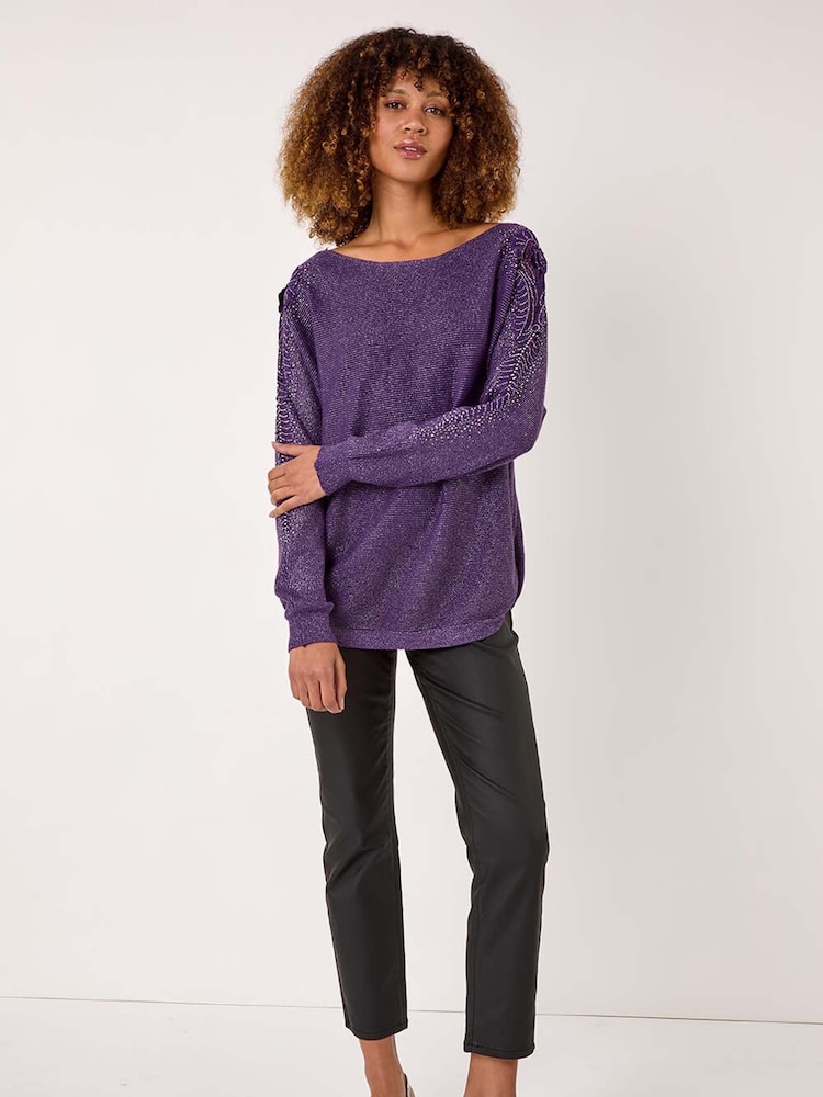Roxa - Roman Sleeve Embellished Knit Jumper - Imagem 2 de 5