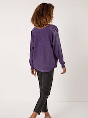 Roxa - Roman Sleeve Embellished Knit Jumper - Imagem 3 de 5