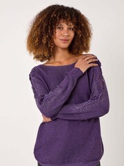 Roxa - Roman Sleeve Embellished Knit Jumper - Imagem 4 de 5