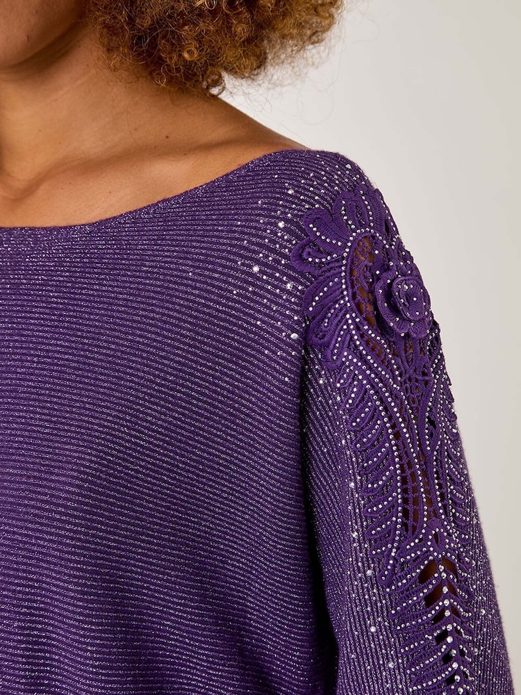 Roxa - Roman Sleeve Embellished Knit Jumper - Imagem 5 de 5