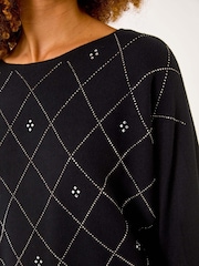 Roman Black Aryglle Embellished Knit Jumper - Image 5 of 5