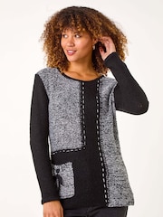 Roman Textured Contrast Pocket Knit Jumper - Imagem 1 de 5
