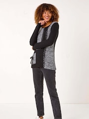 Roman Textured Contrast Pocket Knit Jumper - Imagem 2 de 5