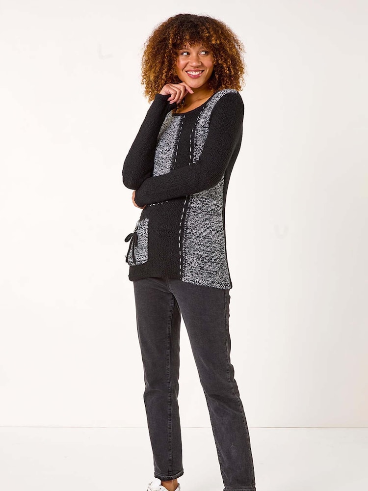 Roman Textured Contrast Pocket Knit Jumper - Imagem 2 de 5